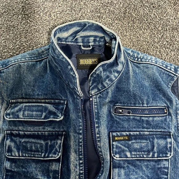 Vintage stonewashed denim vest by. NUGGETS sz m - Picture 2 of 4